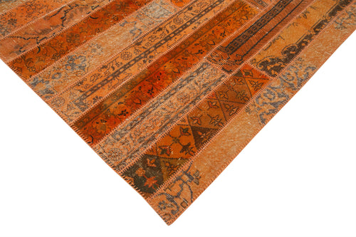 Kirk Yama Orange Patchwork Cotton Wool Handmade Area Rug 6'8'' x 10'0''