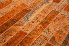 Kirk Yama Orange Patchwork Cotton Wool Handmade Area Rug 6'8'' x 10'0''