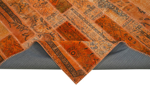 Kirk Yama Orange Patchwork Cotton Wool Handmade Area Rug 6'8'' x 10'0''