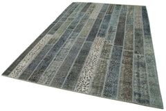 Kirk Yama Grey Patchwork Cotton Wool Handmade Area Rug 6'8'' x 10'0''