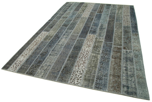 Kirk Yama Grey Patchwork Cotton Wool Handmade Area Rug 6'8'' x 10'0''