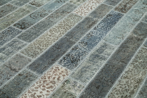 Kirk Yama Grey Patchwork Cotton Wool Handmade Area Rug 6'8'' x 10'0''