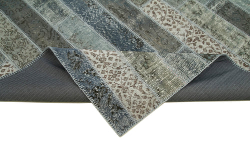 Kirk Yama Grey Patchwork Cotton Wool Handmade Area Rug 6'8'' x 10'0''