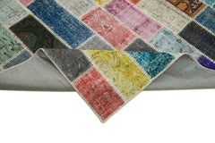 Kirk Yama Grey Patchwork Cotton Wool Handmade Area Rug 6'9'' x 10'0''