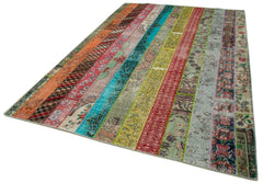 Kirk Yama Grey Patchwork Cotton Wool Handmade Area Rug 6'8'' x 10'0''