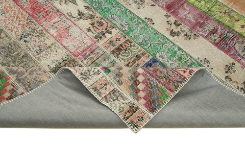 Handmade Area Rug - Kirk Yama Red Patchwork Cotton Wool Carpet 6'7''x10'