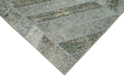 Kirk Yama Grey Patchwork Cotton Wool Handmade Area Rug 6'6'' x 10'6''
