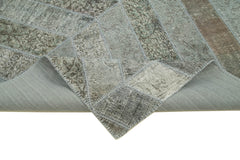 Kirk Yama Grey Patchwork Cotton Wool Handmade Area Rug 6'6'' x 10'6''