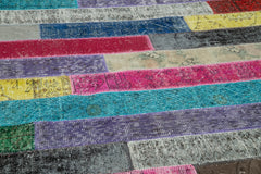 Handmade Area Rug – Grey Patchwork Cotton Wool Vintage Hand Woven Carpet 6'6''x10'