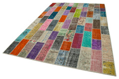 Kirk Yama Grey Patchwork Cotton Wool Handmade Area Rug 6'9'' x 10'1''