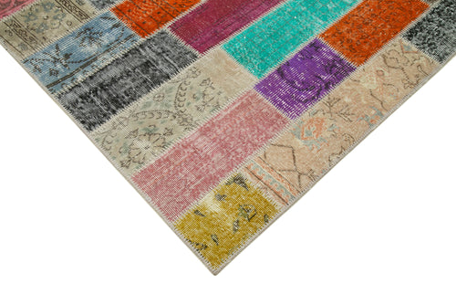 Kirk Yama Grey Patchwork Cotton Wool Handmade Area Rug 6'9'' x 10'1''