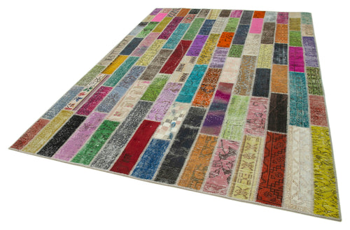 Kirk Yama Grey Patchwork Cotton Wool Handmade Area Rug 6'11'' x 10'0''
