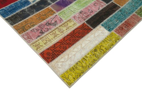 Kirk Yama Grey Patchwork Cotton Wool Handmade Area Rug 6'11'' x 10'0''