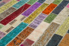 Kirk Yama Grey Patchwork Cotton Wool Handmade Area Rug 6'11'' x 10'0''