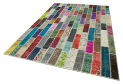 Kirk Yama Grey Patchwork Cotton Wool Handmade Area Rug 6'7'' x 10'1''