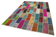 Kirk Yama Grey Patchwork Cotton Wool Handmade Area Rug 6'7'' x 9'10''