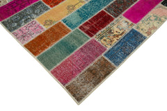 Kirk Yama Grey Patchwork Cotton Wool Handmade Area Rug 6'7'' x 9'10''