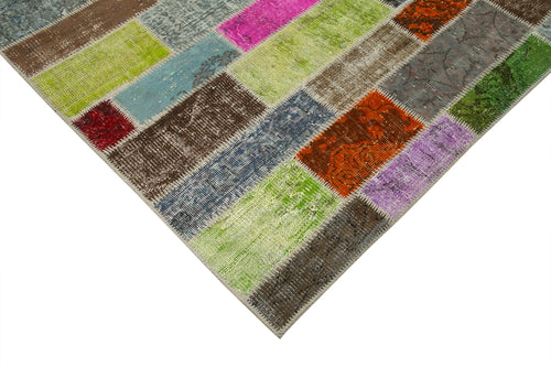 Handmade Area Rug – Grey Patchwork Cotton Wool Vintage Wool Rug 6'11''x9'11''