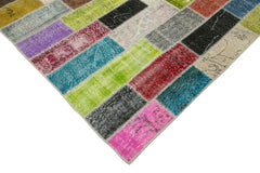 Kirk Yama Grey Patchwork Cotton Wool Handmade Area Rug 6'7'' x 10'0''