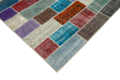 Kirk Yama Grey Patchwork Cotton Wool Handmade Area Rug 6'11'' x 10'4''
