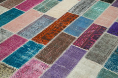 Kirk Yama Grey Patchwork Cotton Wool Handmade Area Rug 6'11'' x 10'4''