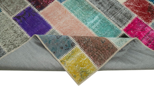 Kirk Yama Grey Patchwork Cotton Wool Handmade Area Rug 6'11'' x 10'4''