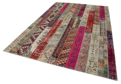 Kirk Yama Grey Patchwork Cotton Wool Handmade Area Rug 6'8'' x 10'0''