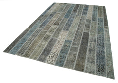 Kirk Yama Grey Patchwork Cotton Wool Handmade Area Rug 6'8'' x 10'0''