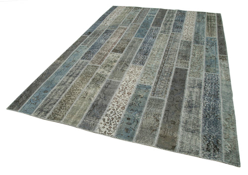 Kirk Yama Grey Patchwork Cotton Wool Handmade Area Rug 6'8'' x 10'0''