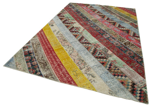 Kirk Yama Grey Patchwork Cotton Wool Handmade Area Rug 6'7'' x 10'0''