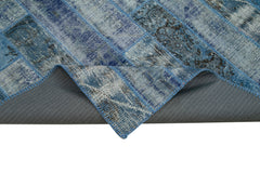 Kirk Yama Blue Patchwork Cotton Wool Handmade Area Rug 6'4'' x 9'10''