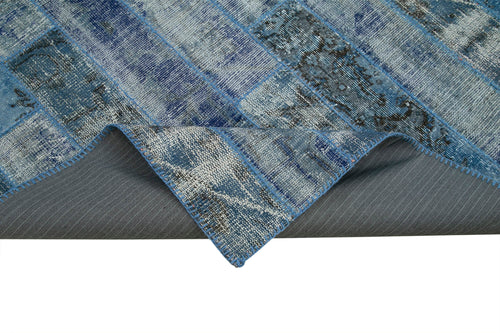 Kirk Yama Blue Patchwork Cotton Wool Handmade Area Rug 6'4'' x 9'10''