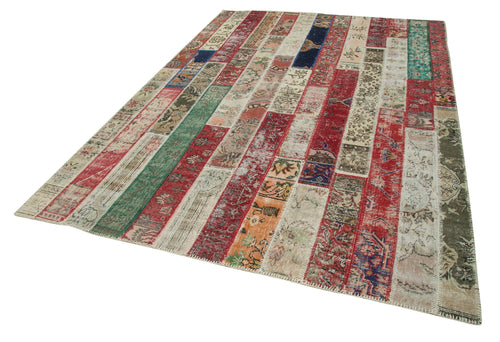 Kirk Yama Grey Patchwork Cotton Wool Handmade Area Rug 6'7'' x 9'9''