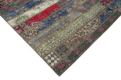 Kirk Yama Grey Patchwork Cotton Wool Handmade Area Rug 6'9'' x 9'11''