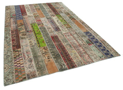 Kirk Yama Grey Patchwork Cotton Wool Handmade Area Rug 6'7'' x 9'10''