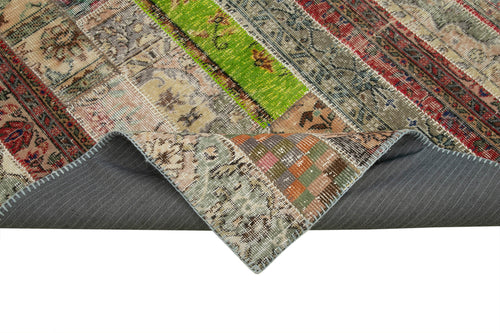 Kirk Yama Grey Patchwork Cotton Wool Handmade Area Rug 6'7'' x 9'10''