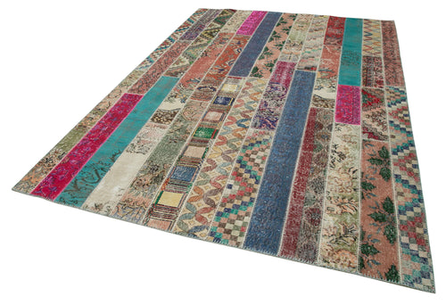 Kirk Yama Grey Patchwork Cotton Wool Handmade Area Rug 6'8'' x 10'0''