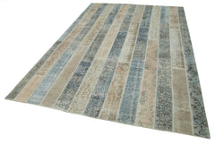 Kirk Yama Grey Patchwork Cotton Wool Handmade Area Rug 6'8'' x 10'0''
