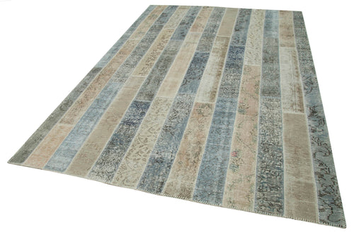 Kirk Yama Grey Patchwork Cotton Wool Handmade Area Rug 6'8'' x 10'0''