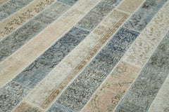 Kirk Yama Grey Patchwork Cotton Wool Handmade Area Rug 6'8'' x 10'0''