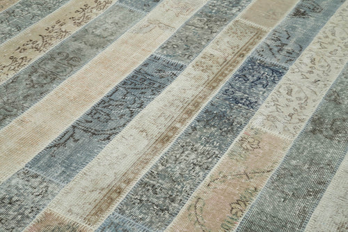 Kirk Yama Grey Patchwork Cotton Wool Handmade Area Rug 6'8'' x 10'0''