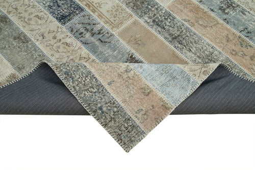 Kirk Yama Grey Patchwork Cotton Wool Handmade Area Rug 6'8'' x 10'0''