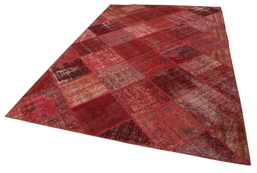 Kirk Yama Red Patchwork Cotton Wool Handmade Area Rug 6'6'' x 10'0''