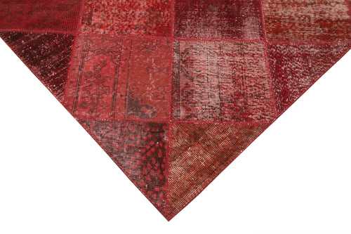Kirk Yama Red Patchwork Cotton Wool Handmade Area Rug 6'6'' x 10'0''