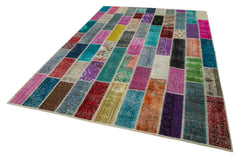 Kirk Yama Grey Patchwork Cotton Wool Handmade Area Rug 6'6'' x 9'9''