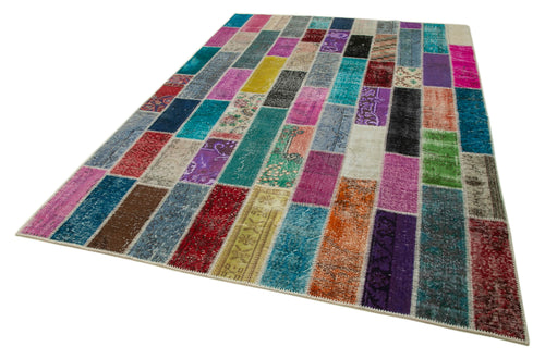 Kirk Yama Grey Patchwork Cotton Wool Handmade Area Rug 6'6'' x 9'9''