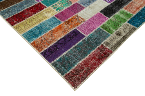 Kirk Yama Grey Patchwork Cotton Wool Handmade Area Rug 6'6'' x 9'9''