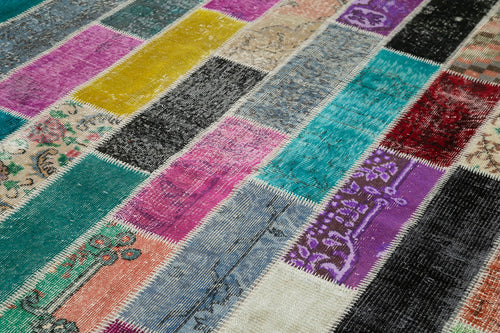 Kirk Yama Grey Patchwork Cotton Wool Handmade Area Rug 6'6'' x 9'9''