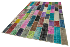 Kirk Yama Grey Patchwork Cotton Wool Handmade Area Rug 6'5'' x 10'0''