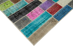 Kirk Yama Grey Patchwork Cotton Wool Handmade Area Rug 6'5'' x 10'0''